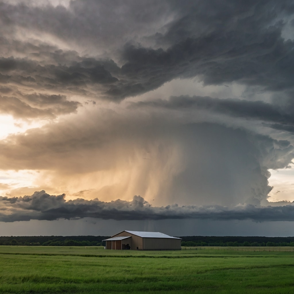 Are Barndominiums Safe in Severe Weather? A Complete Guide to Storm-Ready Living 2 Steel barndominium home under stormy skies in severe weather