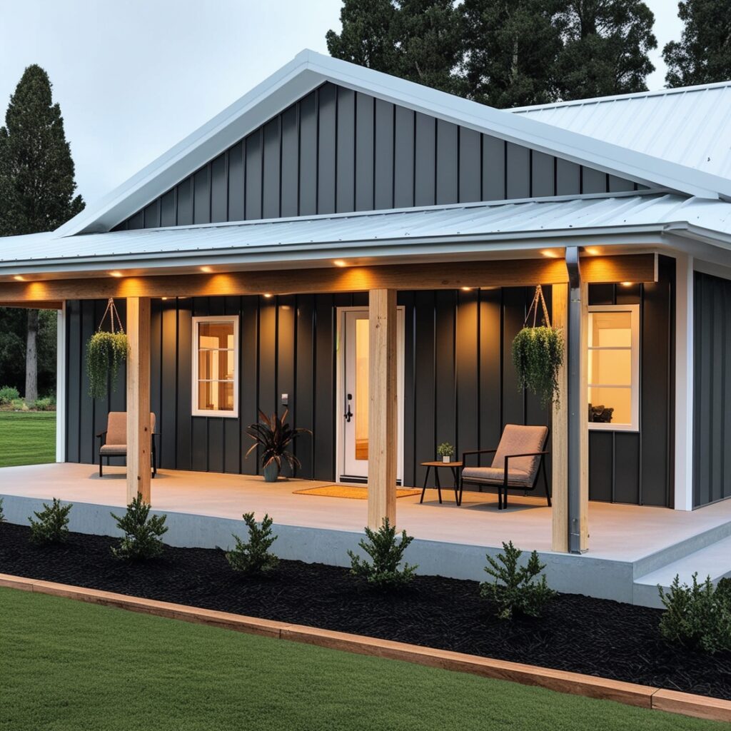 7 Best Black Barndominiums That Will Leave You Speechless 7 Hygee-inspired barndo interior with black walls and pale oak flooring