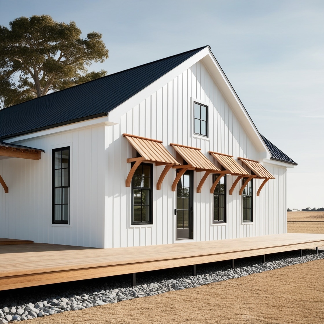 White Barndominiums with Striking Black Trim